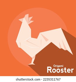 Isolated rooster origami icon flat design Vector