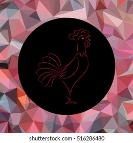 isolated rooster, the symbol of 2017, sketch, vector illustration