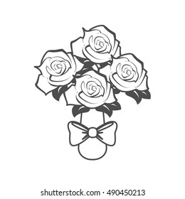 Isolated roses with bowtie design