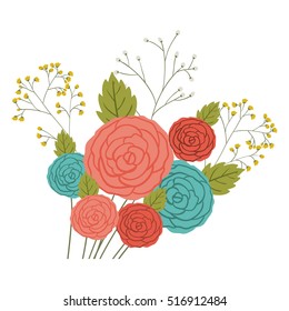 Isolated roses decoration design