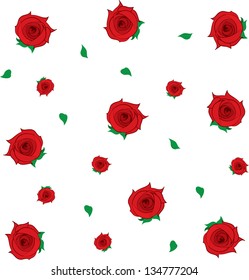 Isolated roses and leaves falling background