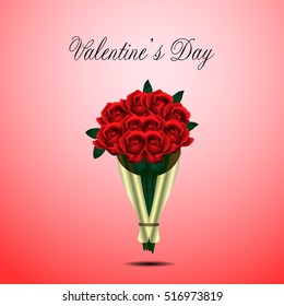 Isolated roses on a colored background, Valentine day vector illustration