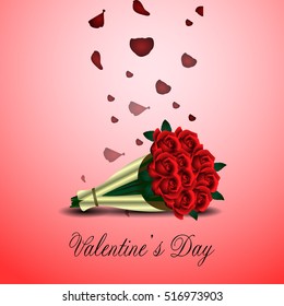 Isolated roses on a colored background, Valentine day vector illustration