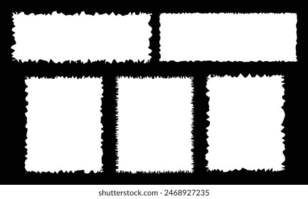 Isolated Rough Torn Rip Paper Cardboard Cut Stripe Piece Sheet Edge. Overlay Surface Texture Background. Vector Illustration.