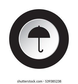isolated round black and white button with black umbrella icon