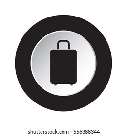 isolated round black and white button with black suitcase icon