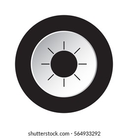 isolated round black and white button with black sunny weather icon