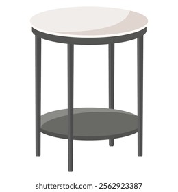 Isolated round black and white end table in flat style. Vector illustration