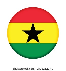 Isolated round flag of Ghana