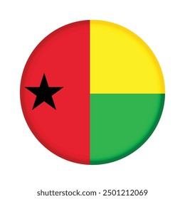 Isolated round flag of Guinea Bissau