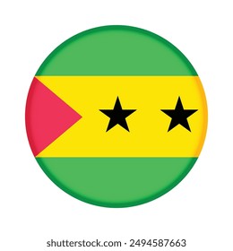 Isolated round flag of Sao Tome and Principe