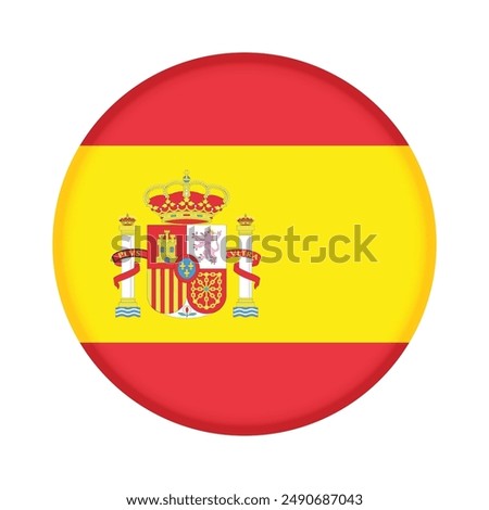 Isolated round flag of Spain