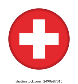 Isolated round flag of Switzerland