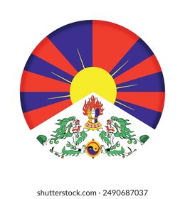 Isolated round flag of Tibet