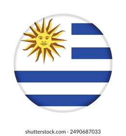 Isolated round flag of Uruguay