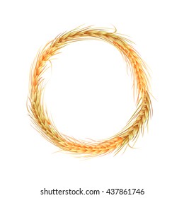 isolated round frame of rye, barley and oats