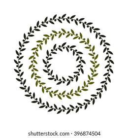 Isolated round green olive oil branch vector logo. Circlular shape. Symbol of peace. Greek mythology sign. Healthy products label. Organic cosmetics. Natural element. Agricultural item