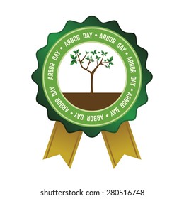 Isolated round label for arbor day. Vector illustration