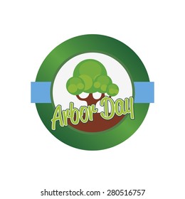 Isolated round label for arbor day. Vector illustration