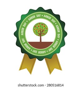 Isolated round label for arbor day. Vector illustration
