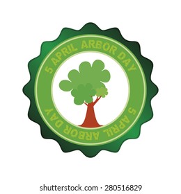 Isolated round label for arbor day. Vector illustration