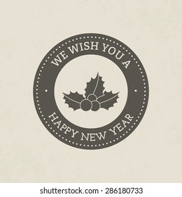 Isolated round label with christmas icons. Vector illustration