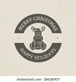 Isolated round label with christmas icons. Vector illustration