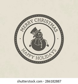 Isolated round label with christmas icons. Vector illustration