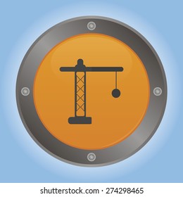 Isolated round label with a construction icon. Vector illustration