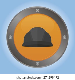 Isolated round label with a construction icon. Vector illustration
