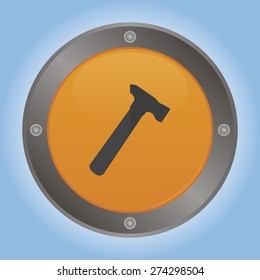 Isolated round label with a construction icon. Vector illustration