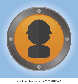 Isolated round label with a construction icon. Vector illustration