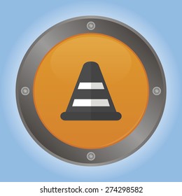 Isolated round label with a construction icon. Vector illustration