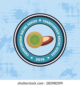 Isolated round label with hockey elements. Vector illustration
