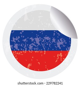an isolated round label with the russian flag