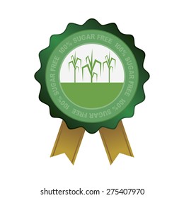 Isolated round label for a sugar free product. Vector illustration