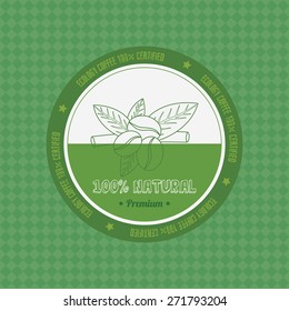 Isolated round label with text and coffee. Vector illustration