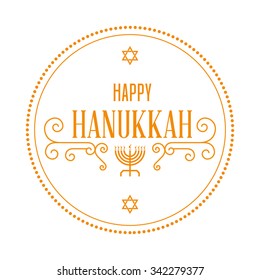 Isolated round label with text for hanukkah celebrations