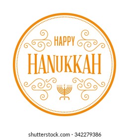 Isolated round label with text for hanukkah celebrations