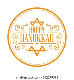 Isolated round label with text for hanukkah celebrations