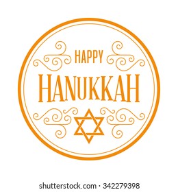 Isolated round label with text for hanukkah celebrations
