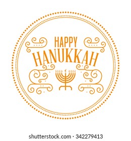 Isolated round label with text for hanukkah celebrations