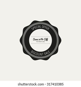 Isolated round label with text on a white background