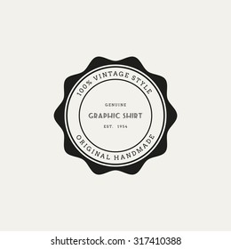 Isolated round label with text on a white background
