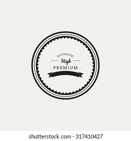 Isolated round label with text on a white background