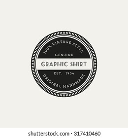 Isolated round label with text on a white background