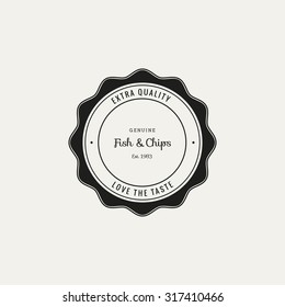 Isolated round label with text on a white background