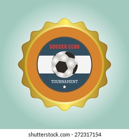 Isolated round label with text and a soccer ball. Vector illustration