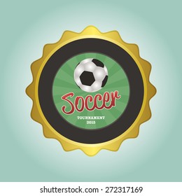 Isolated round label with text and a soccer ball. Vector illustration