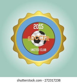 Isolated round label with text and a soccer ball. Vector illustration